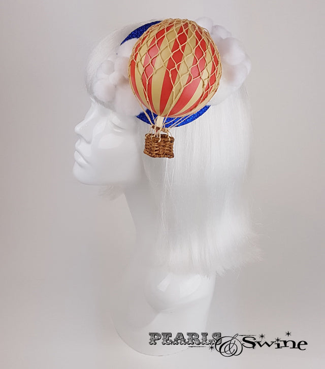 hot air balloon cloud glitter headpiece fascinator