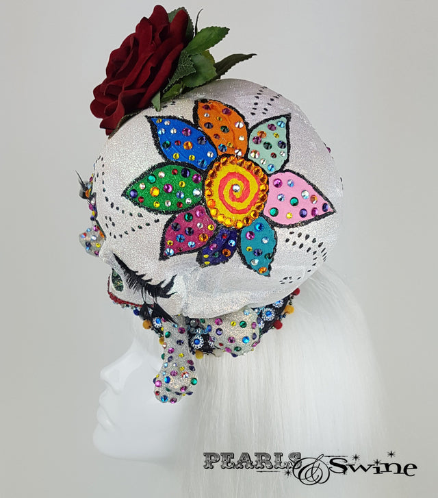 Day of the Dead Sugar Skull Fascinator, surreal hats for sale UK