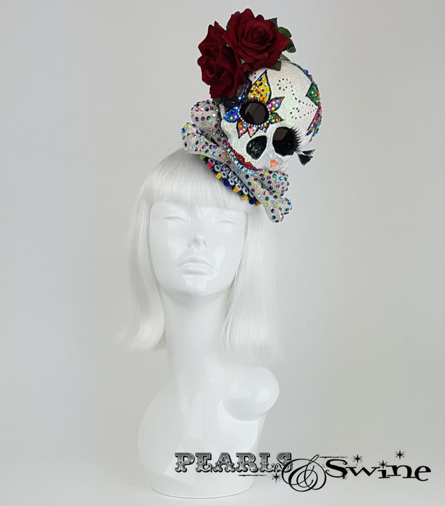 Day of the Dead Sugar Skull Fascinator, Halloween Hat