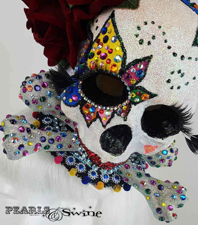 Day of the Dead Sugar glitter crystal Skull Fascinator