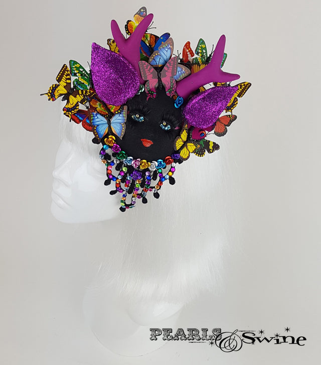 doll face fascinator butterfly wedding hat