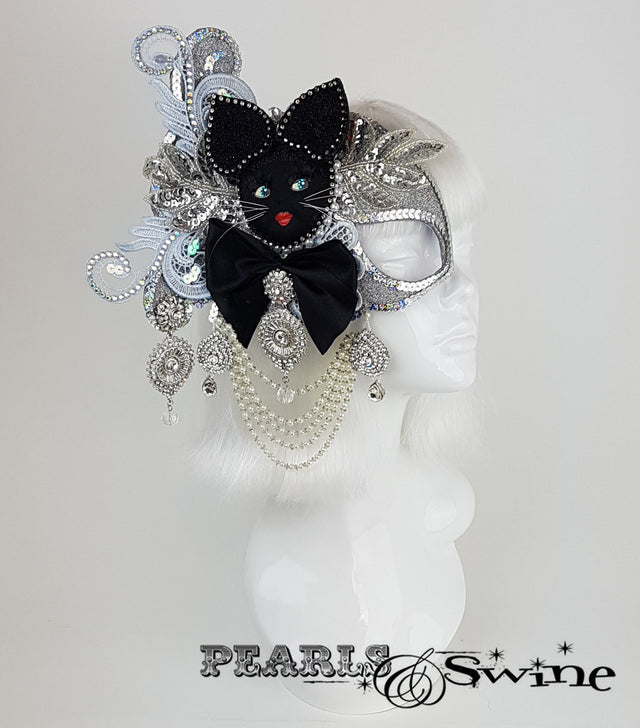 OTT cat half mask fascinator UK
