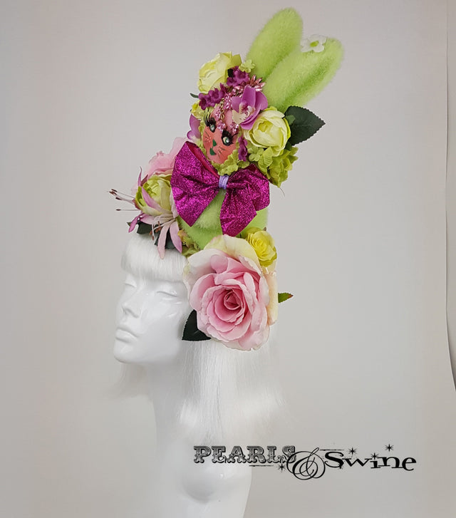 Quirky Bunny & Flower Hat, whimsical hats for sale UK
