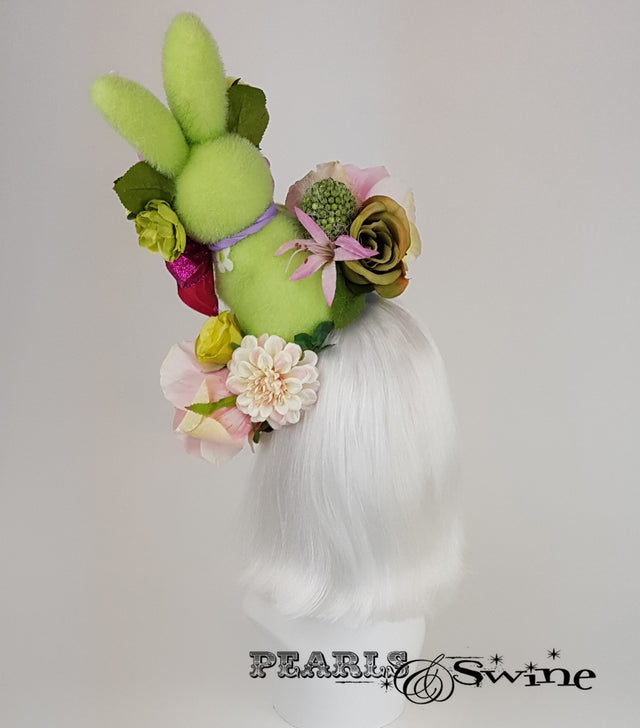 back of Quirky Bunny & Flower Hat