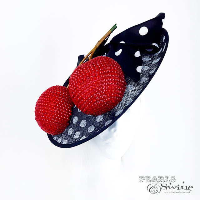 black & white polka dot royal ascot hat