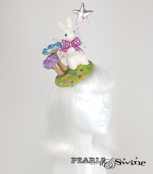 Fairy Bunny Glitter Fascinator millinery uk