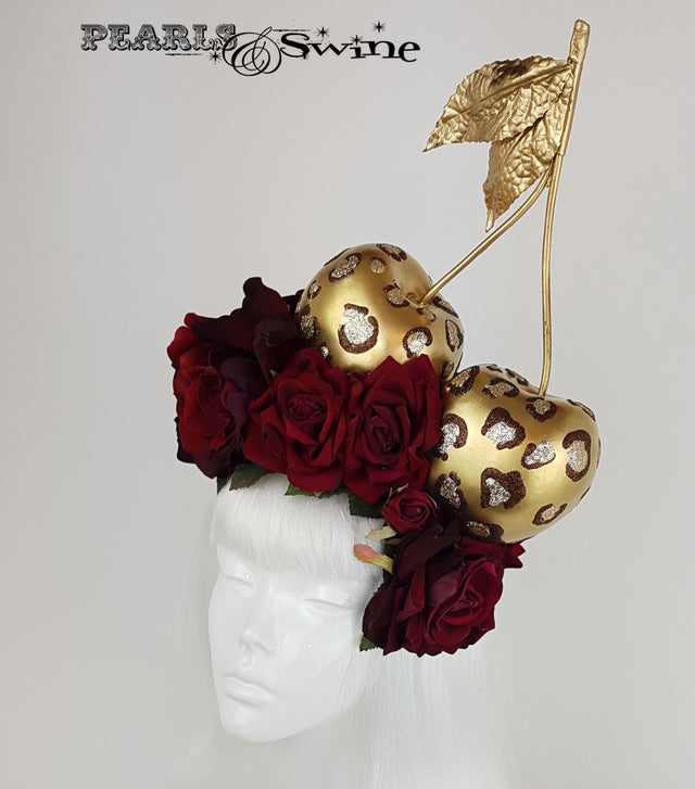 Giant Leopard Print Cherry Headpiece, Hats for Sale UK
