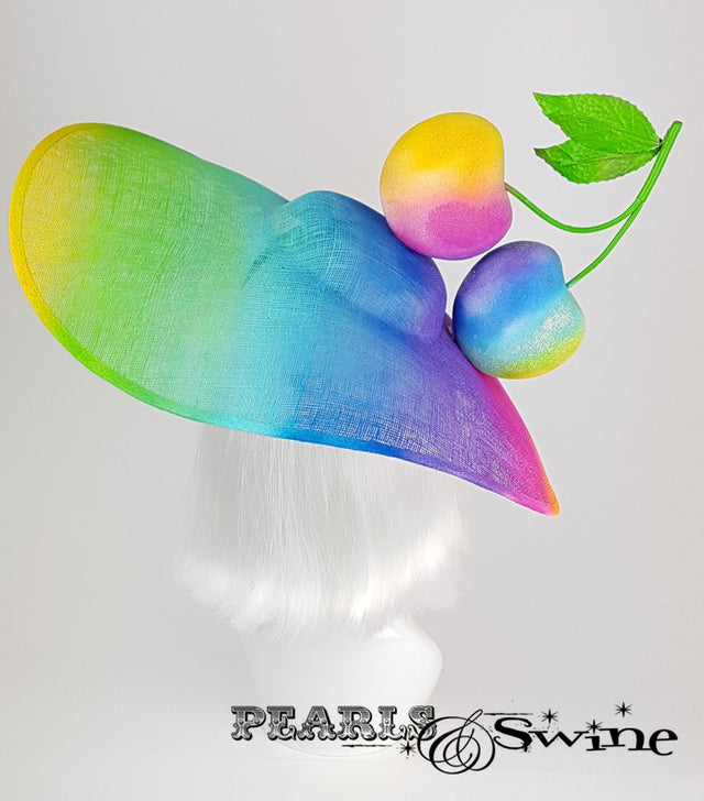 Giant Cherry Rainbow Ascot Hat "Fierté"