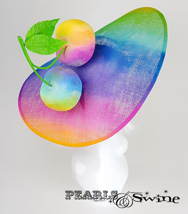 Giant Cherry Rainbow Ascot Hat "Fierté"