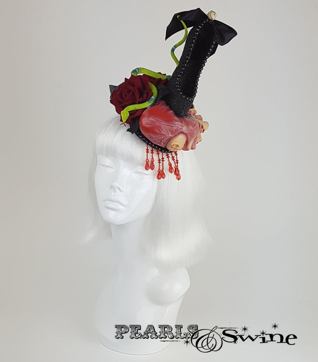 halloween fascinator anatomical heart snake heel
