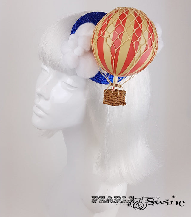 hot air balloon cloud glitter wedding races fascinator