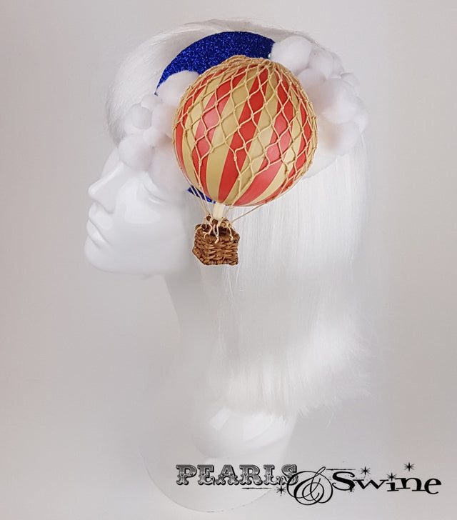 hot air balloon cloud glitter surreal fascinator UK