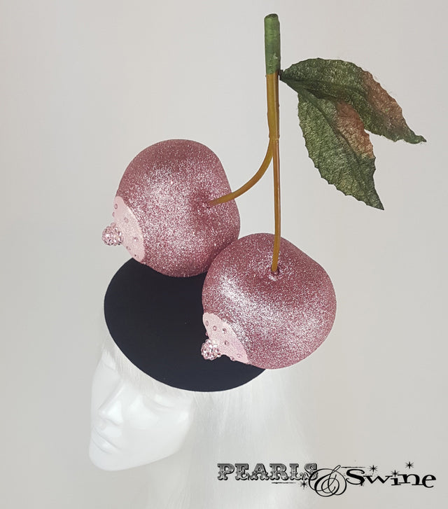 Giant Pink Glitter Cherry Hat Macmillan Breast Cancer UK