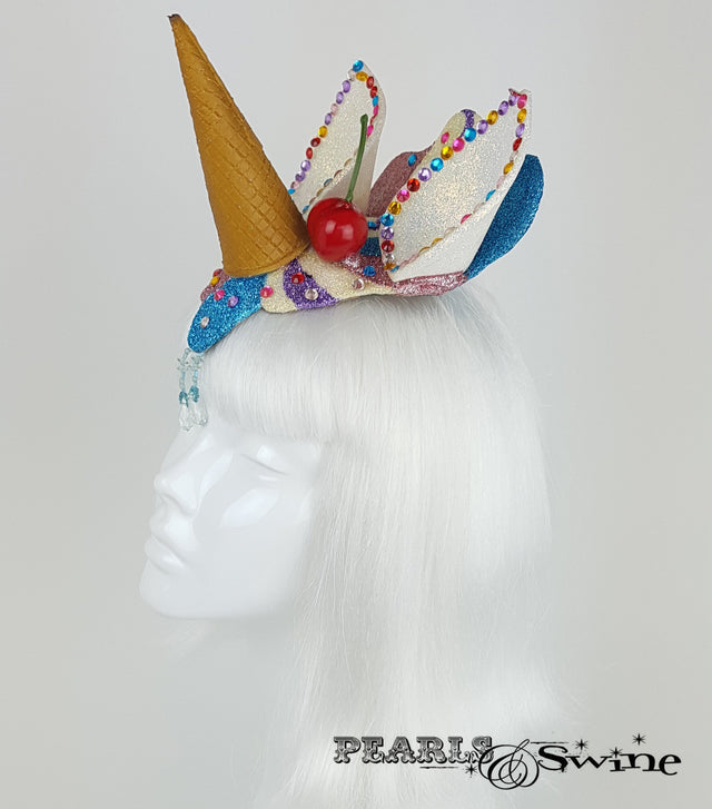 dropped ice cream cone unicorn horn headpiece