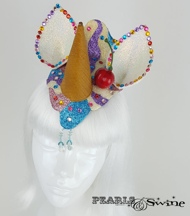dropped ice cream unicorn glitter headpiece