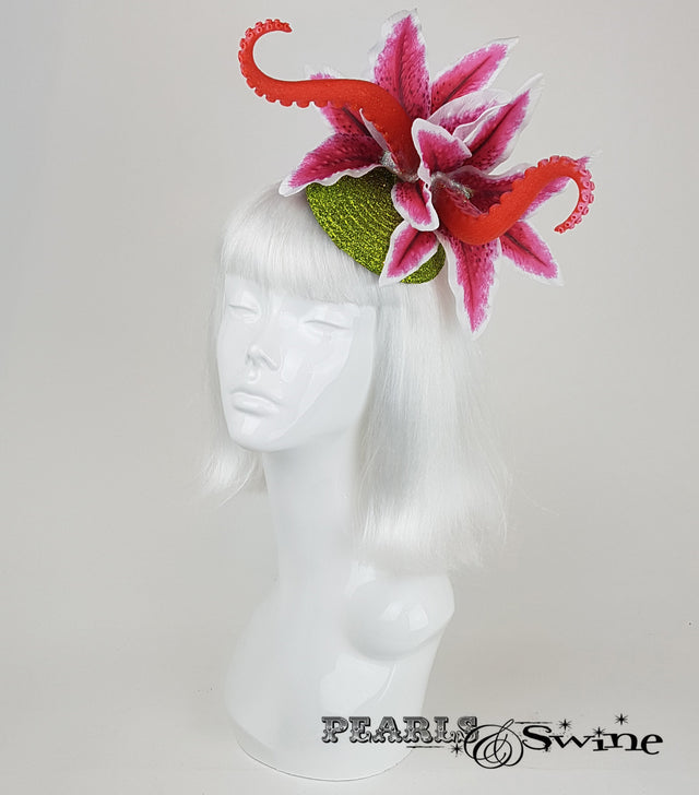 tentacle pink lily flower fascinator for sale Uk