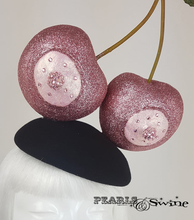 Huge Pink Glitter Cherry Hat Macmillan Cancer charity