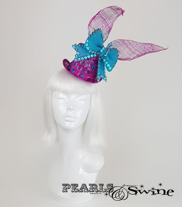 Pink Leopard Print Mini Top Hat, unusual headpieces UK