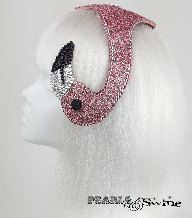 Pink Glitter Vintage Flamingo Hat, tropical headpiece