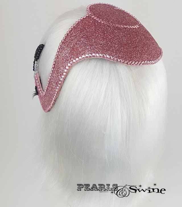 Pink Glitter Vintage Flamingo Hat, whimsical headwear UK