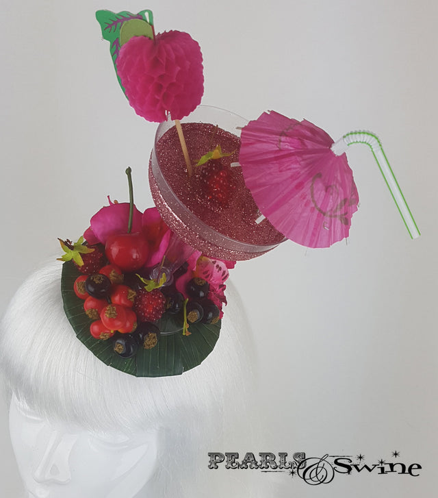 Pink glitter cocktail fascinator, hats for sale royal ascot