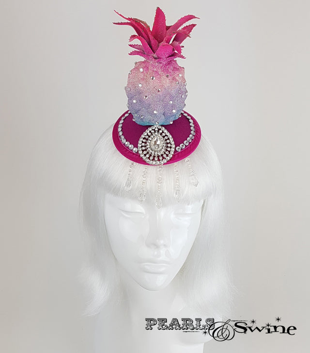 Glitter Pink Pineapple Headpiece, quirky hats for sale UK