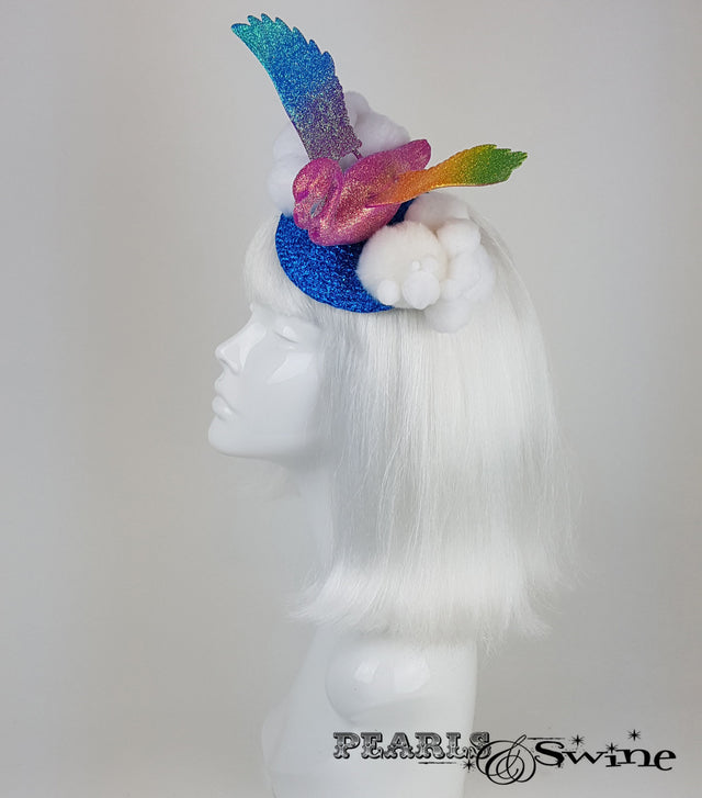 Rainbow Flamingo Glitter unique Fascinator
