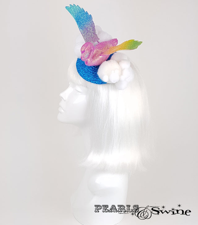 Rainbow Flamingo Glitter whimsical Fascinator