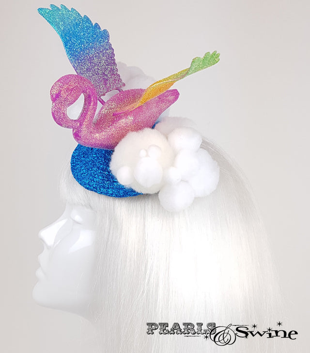 Rainbow Flamingo Glitter Fascinator