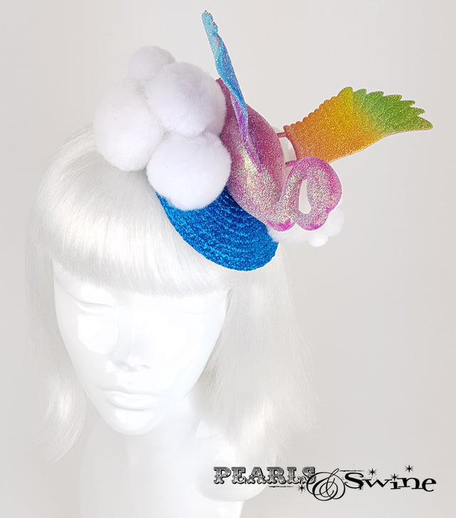 Rainbow Flamingo Glitter quirky Fascinator
