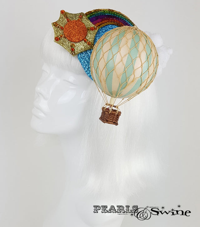 hot air balloon headpiece rainbow fascinator