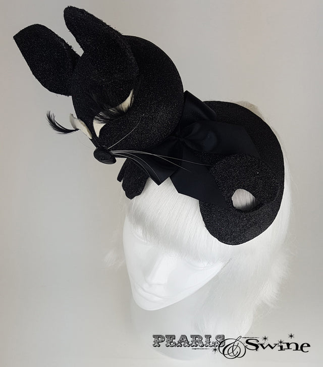 Black glitter crazy crazy cat lady hat