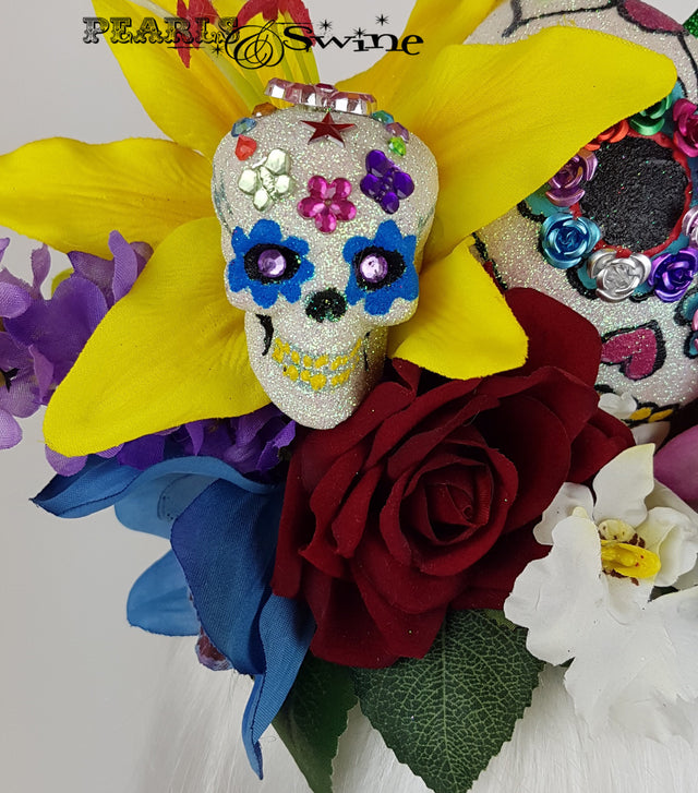 Giant Cherry Sugar Skull Hat, unusual hats for sale UK