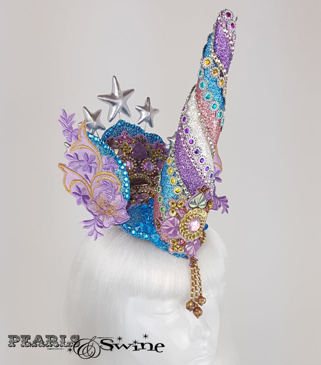 glitter blue pink unicorn surreal headdress