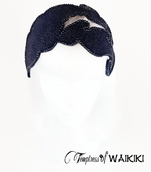 Black Glitter Vintage inspired Headpiece for Sale UK