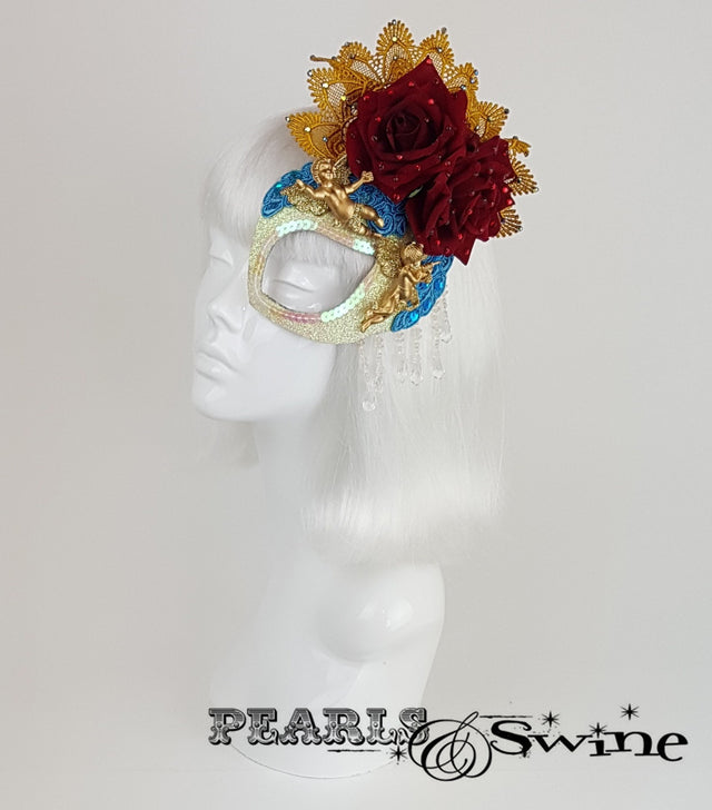 virgin mary half mask fascinator