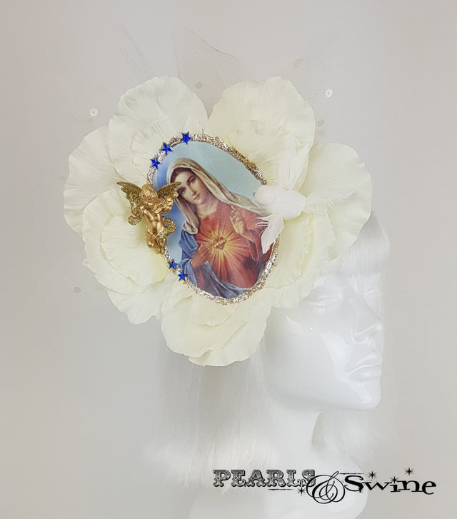virgin mary flower headpiece
