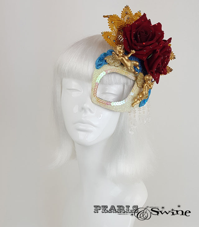 virgin mary half mask fascinator headpiece
