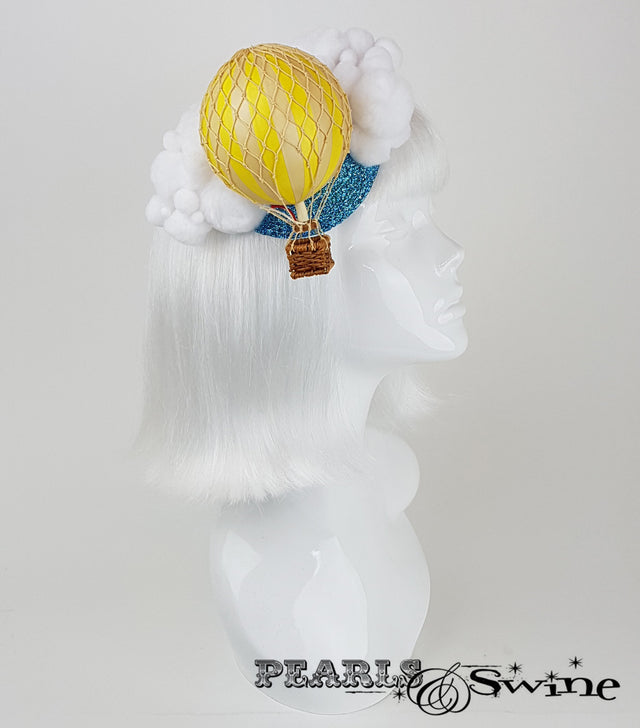 yellow hot air balloon glitter fascinator