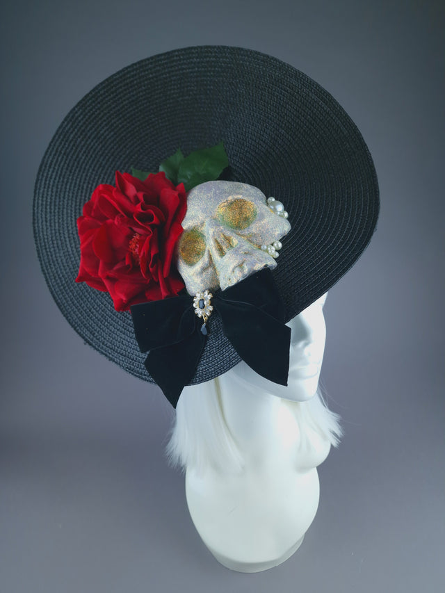 Pearls & Swine: Large Skull & Rose Hat "Eternal"