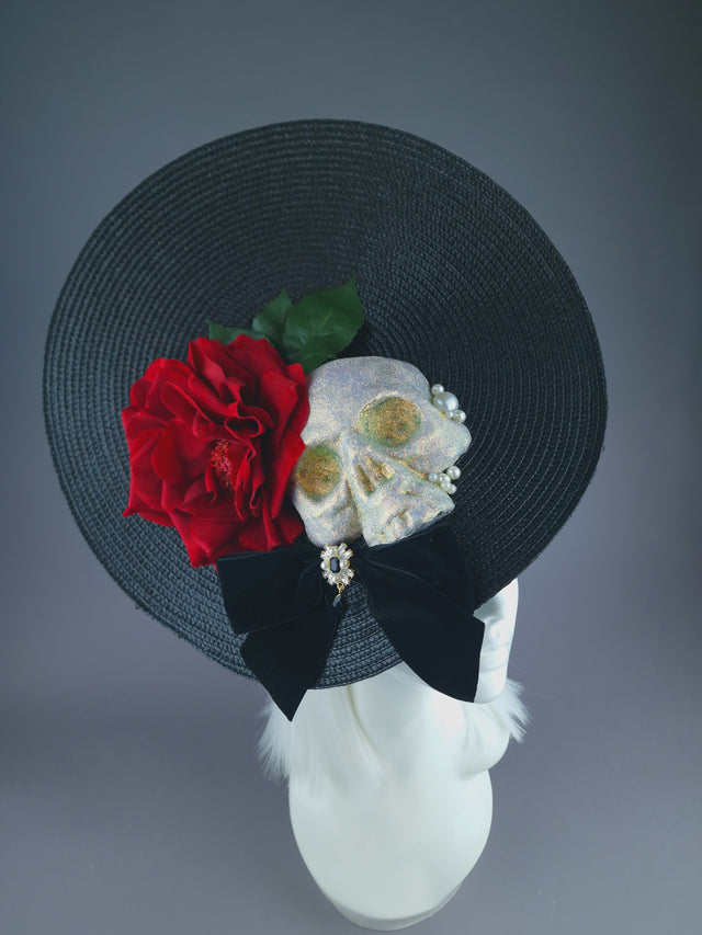 Pearls & Swine: Large Skull & Rose Hat "Eternal"