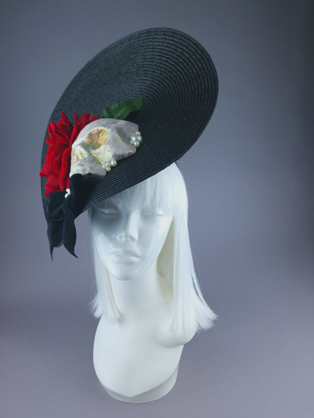 Pearls & Swine: Large Skull & Rose Hat "Eternal"