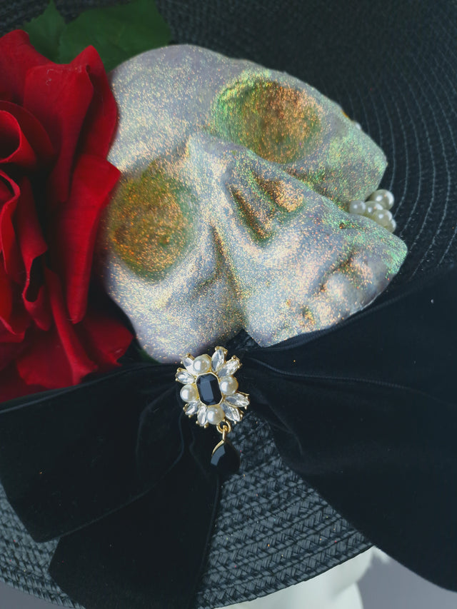 Pearls & Swine: Large Skull & Rose Hat "Eternal"