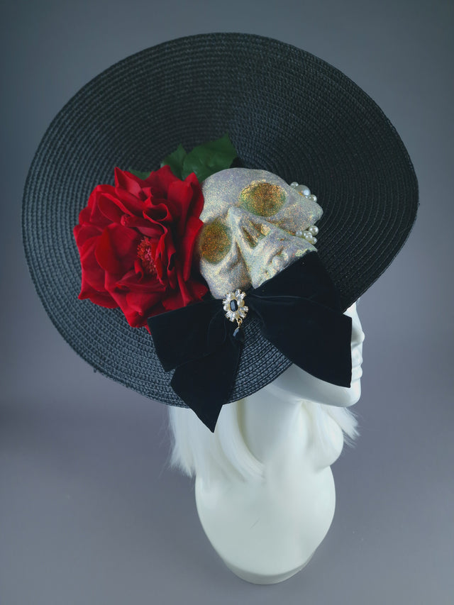 Pearls & Swine: Large Skull & Rose Hat "Eternal"