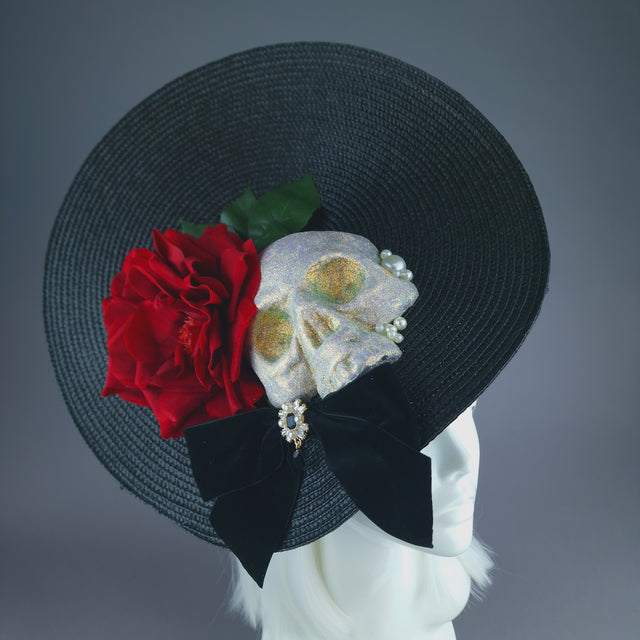 Pearls & Swine: Large Skull & Rose Hat "Eternal"