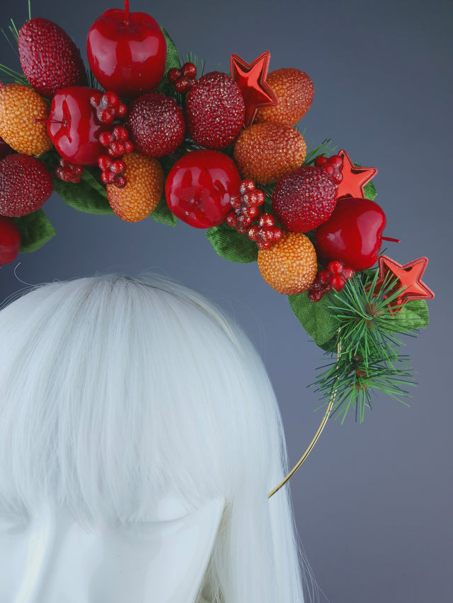 Pearls & Swine: Pine, Fruit  & Robin Halo Headdress "Feast"