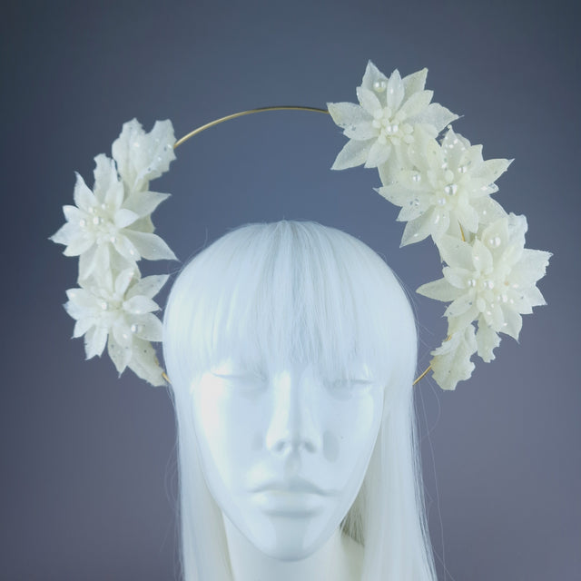 Pearls & Swine: Ivory Flower & Pearl Halo "Serenity"Headdress