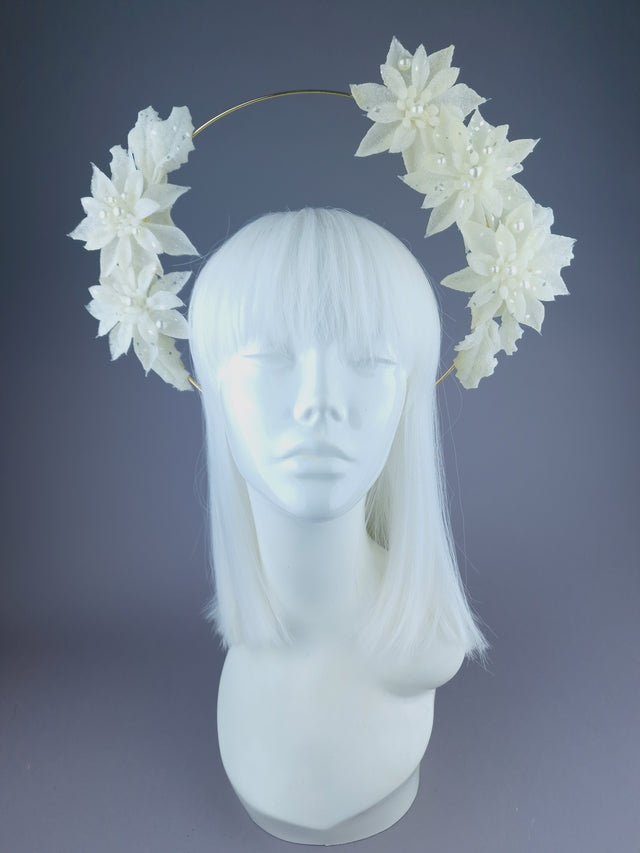 Pearls & Swine: Ivory Flower & Pearl Halo "Serenity"Headdress