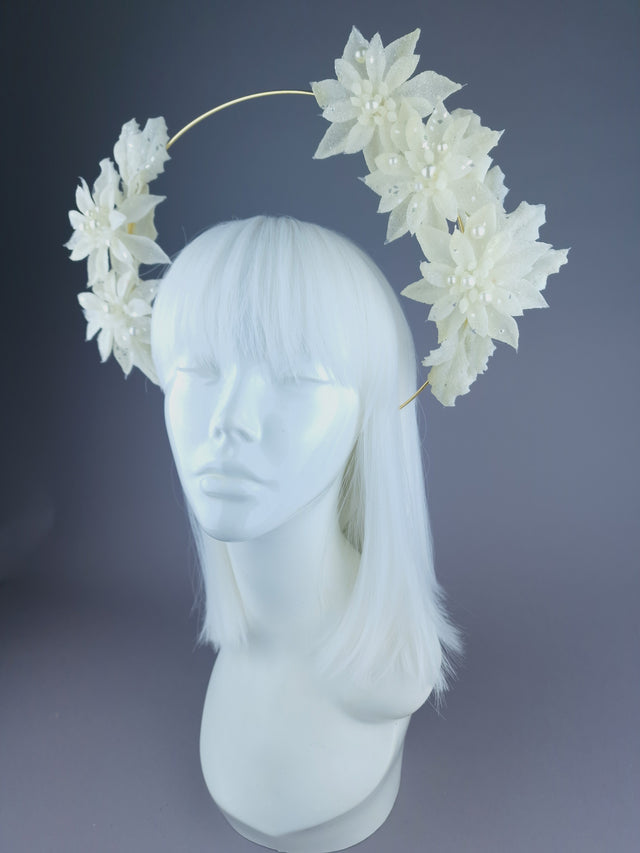 Pearls & Swine: Ivory Flower & Pearl Halo "Serenity"Headdress
