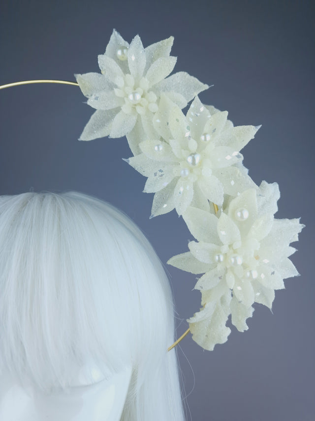 Pearls & Swine: Ivory Flower & Pearl Halo "Serenity"Headdress